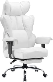 Sedia da gaming ergonomica da ufficio, sedia da scrivania con braccioli regolabili, supporto lombare a molle insacchettate per persone grandi e alte, 150 kg, ampia seduta bianca