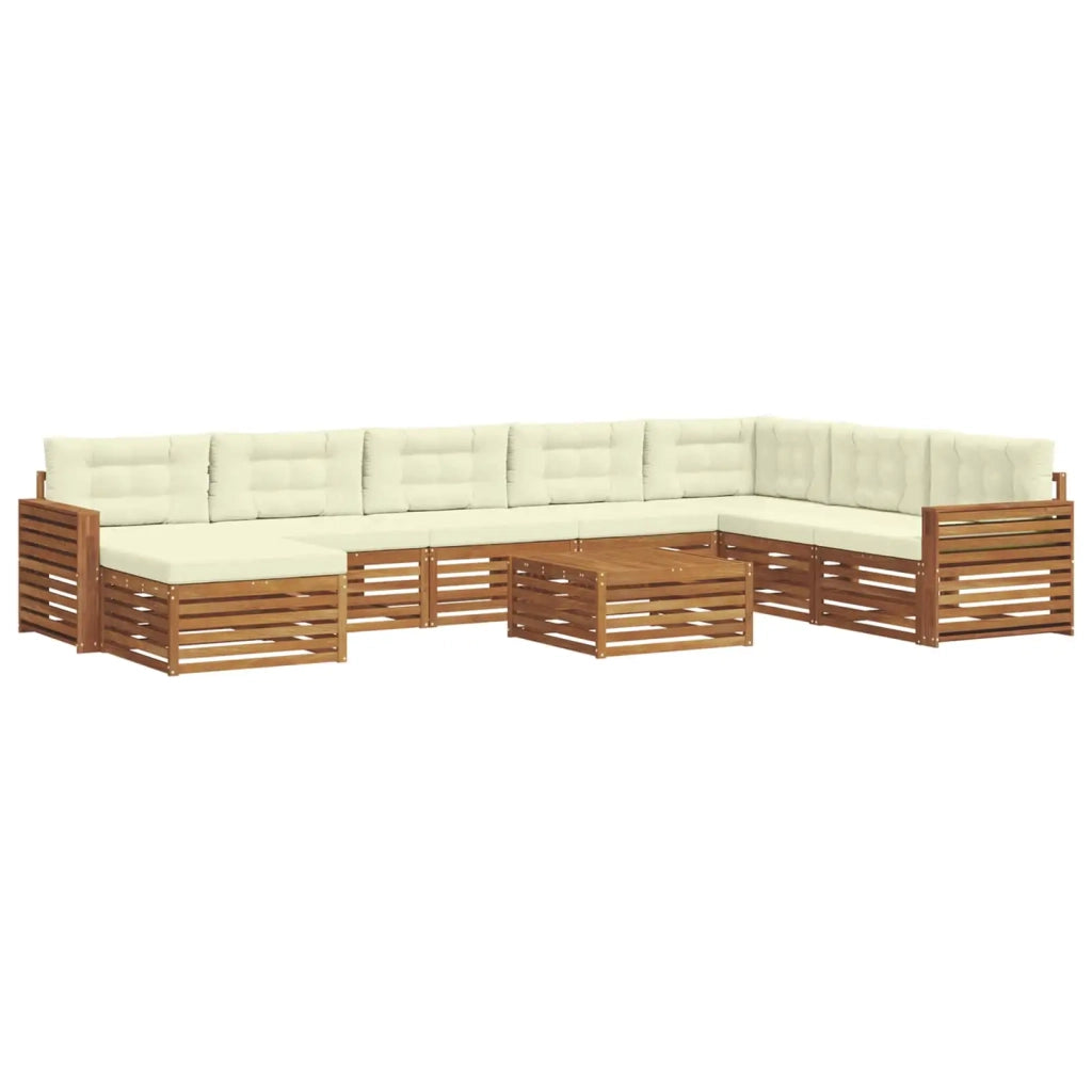 Set di divani da esterno con cuscino 9 pcs Naturale e Crema