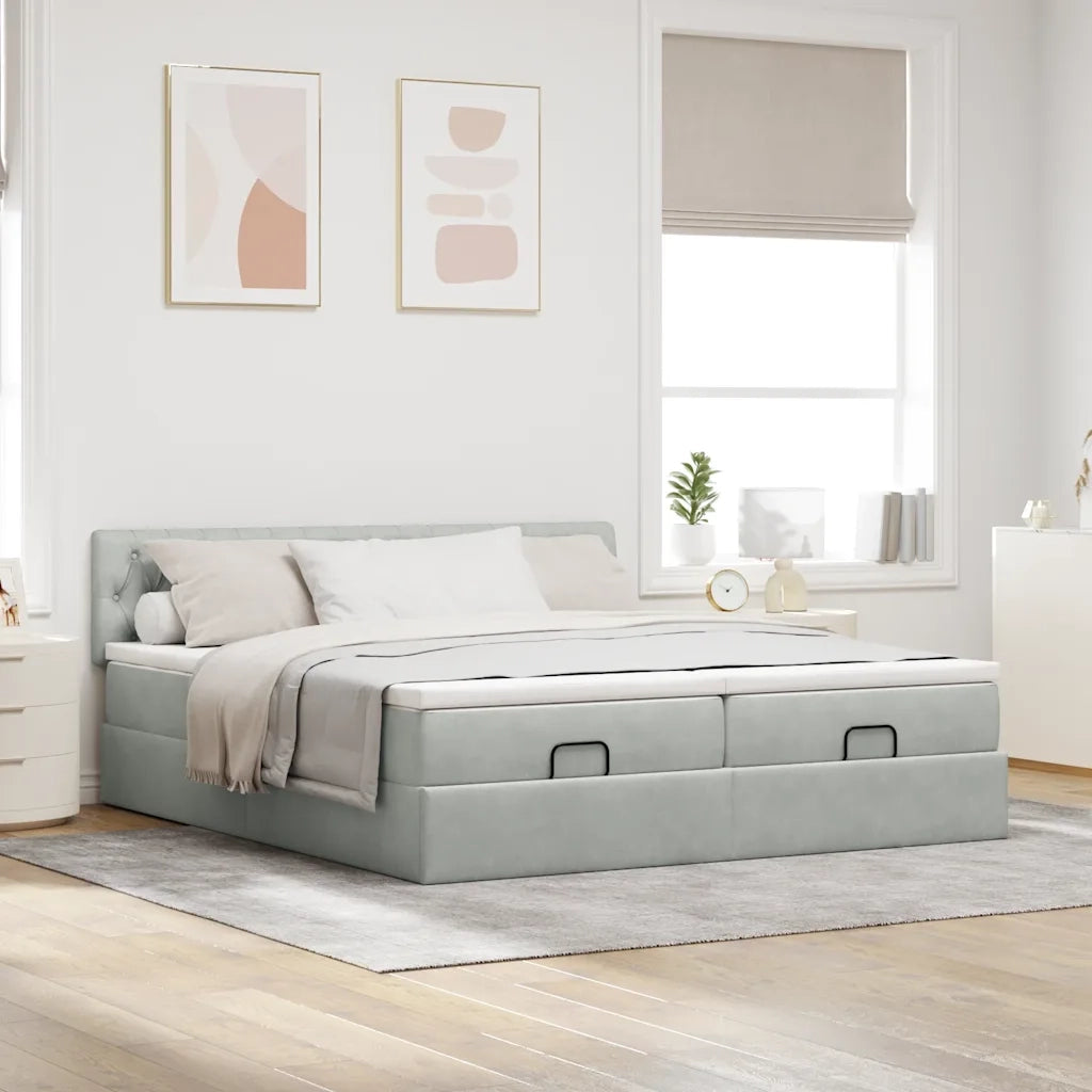 Struttura Letto Pouf con Materassi 180x200 cm Velluto 3312092