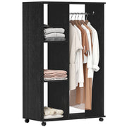 Armadio guardaroba mobile con ruote appendiabiti ripiani ¨C Xylo ¨C nero 80x40x128 cm