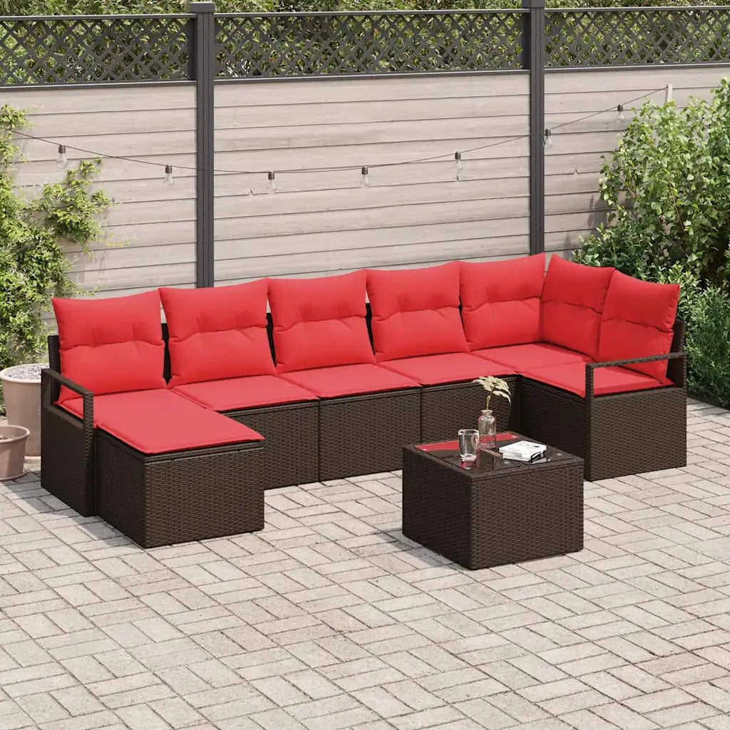 Set di divani 8 pcs Marrone polyrattan