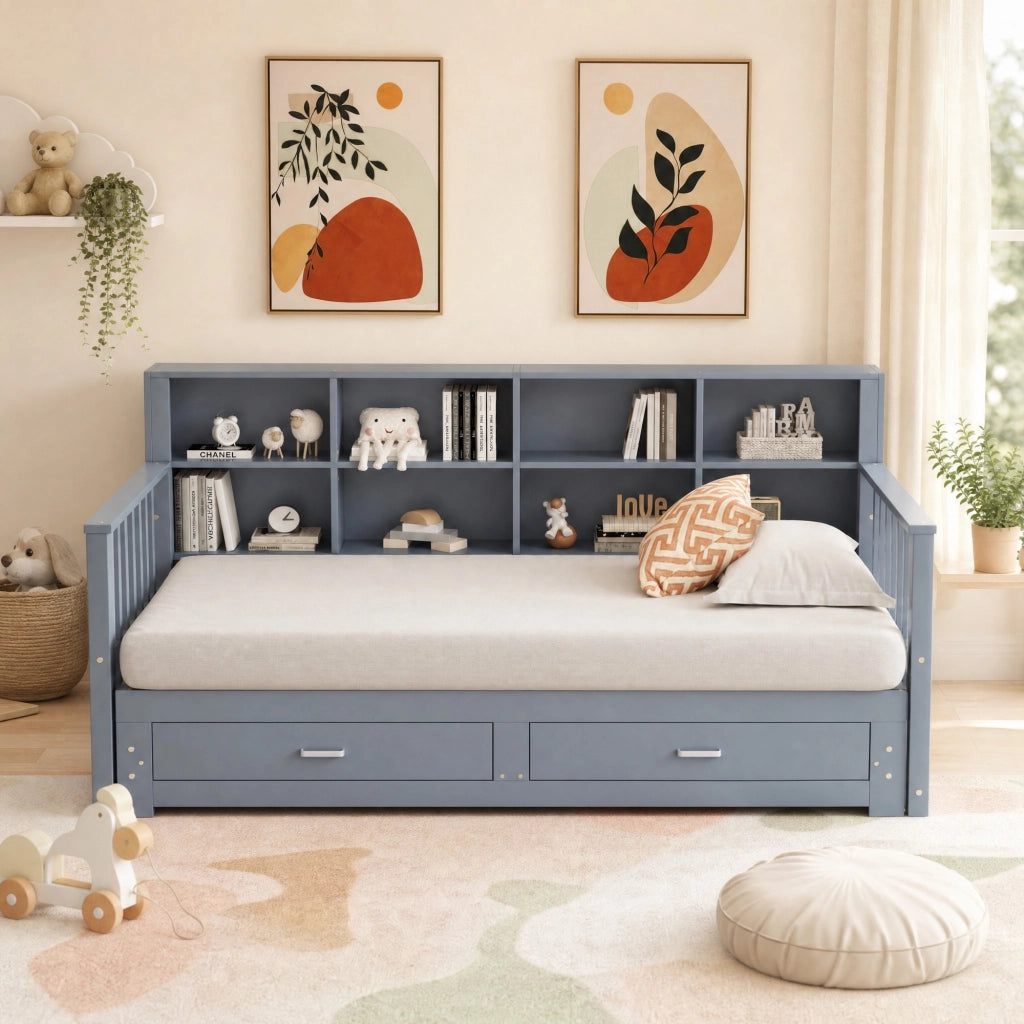 DIVANO LETTO ESTRAIBILE 90x190/180x190 CM LEGNO Grigio