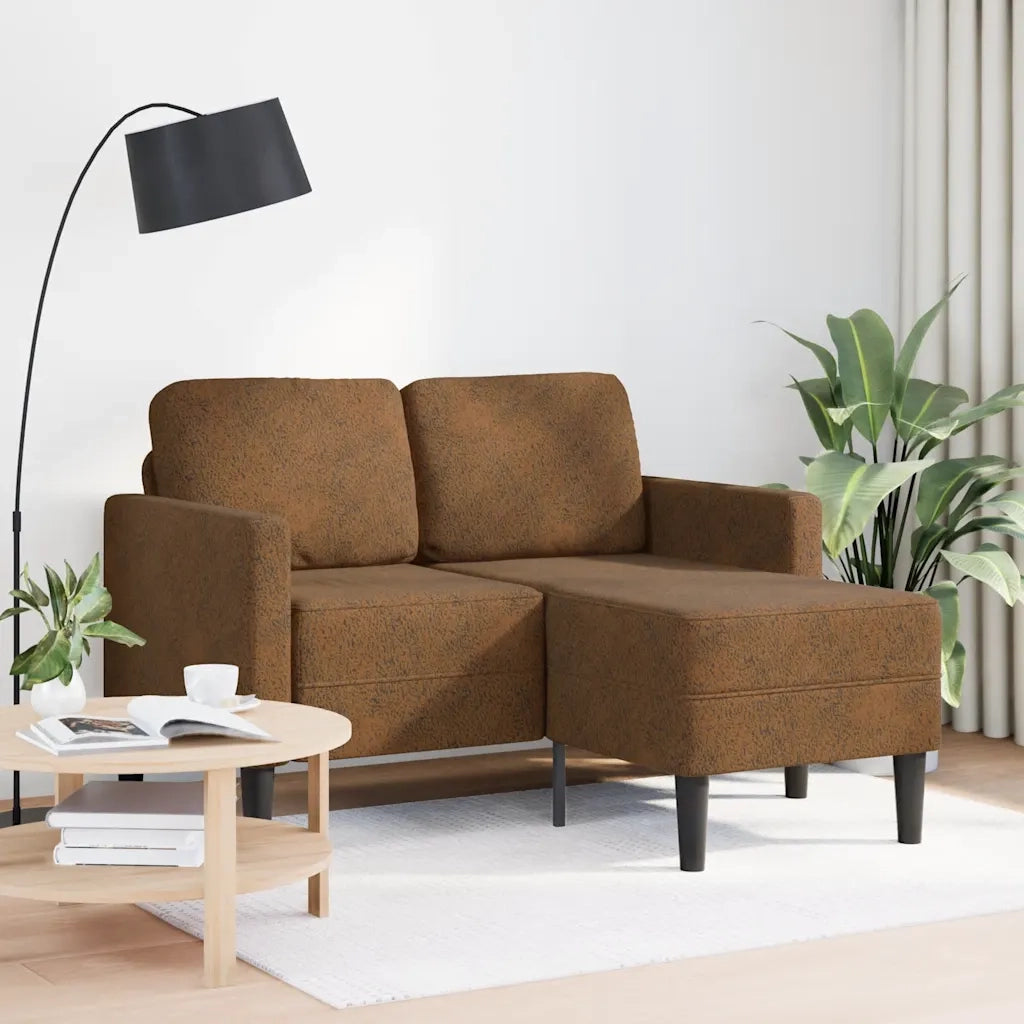 Divano 2 Posti con Chaise longue a L-Sofa 2 Posti con Chaise Marrone 125 cm Similpelle