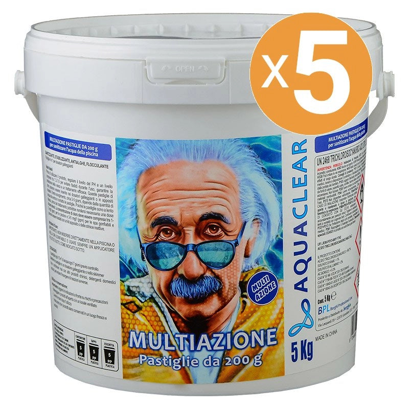 Pastiglie multiazione piscina 4 in 1 da 200 g blisterate AQUACLEAR Quantità confezione: 5 confezioni