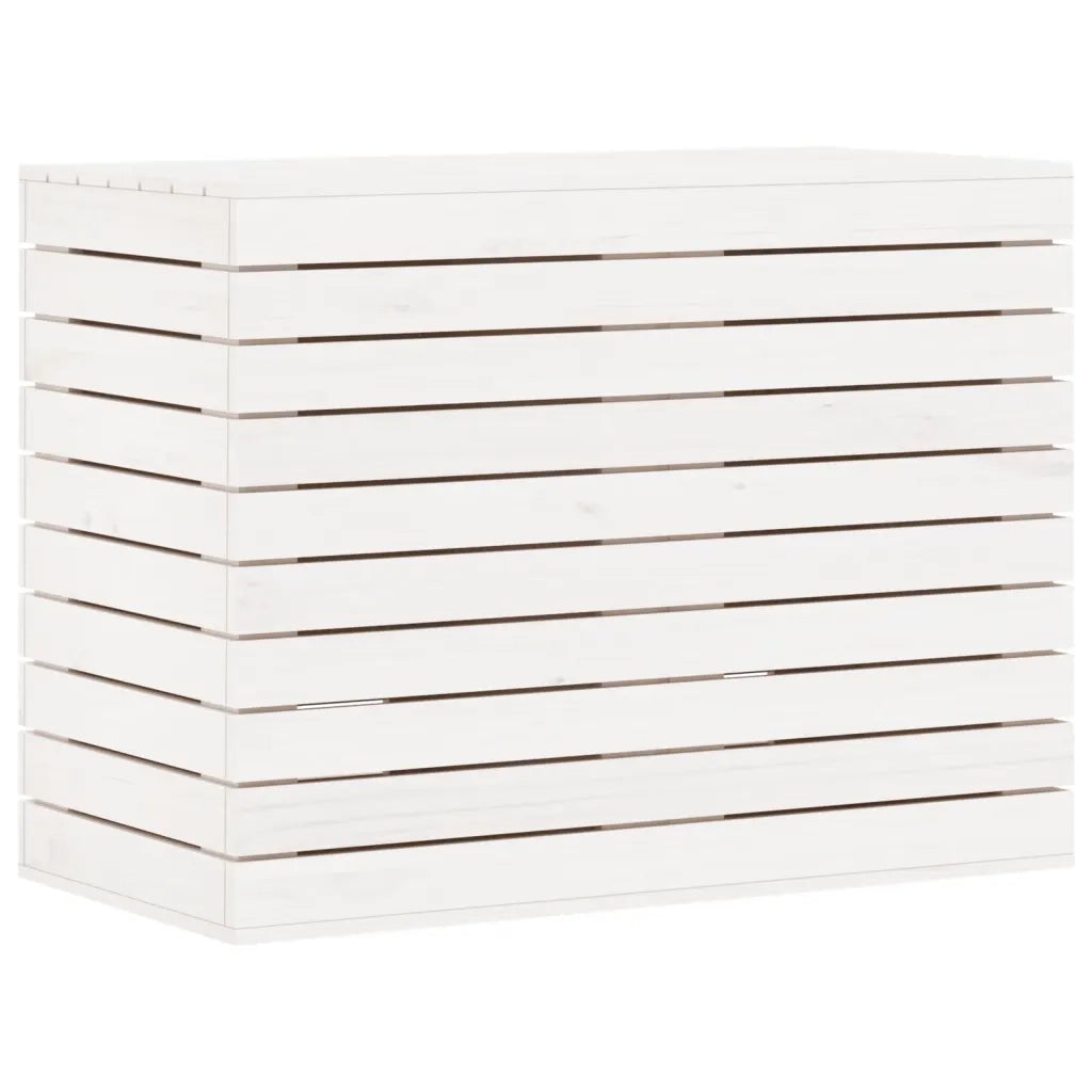 Cesto per Bucato Bianco 88,5x44x66 cm Legno Massello Pino
