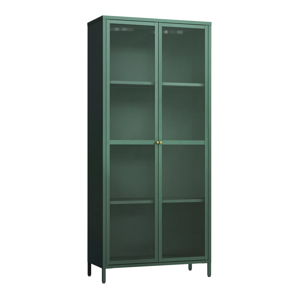 Armadio a Vetrata Säkylä con 4 Scomparti 180 x 80 x 35 cm in Acciaio - Verde Abete [en.casa]