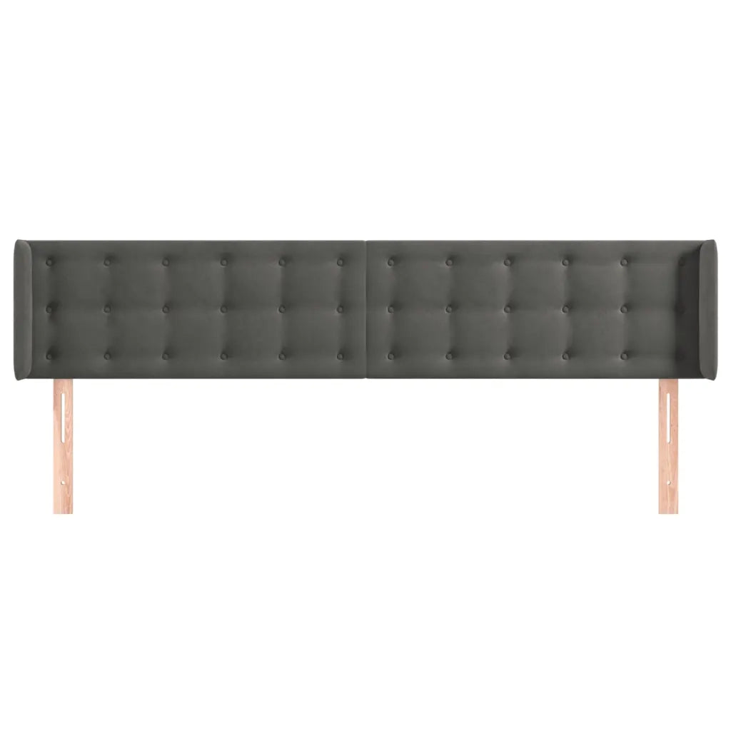 Testiera ad Orecchio Grigio Scuro 203x16x78/88 cm in Velluto 3119269