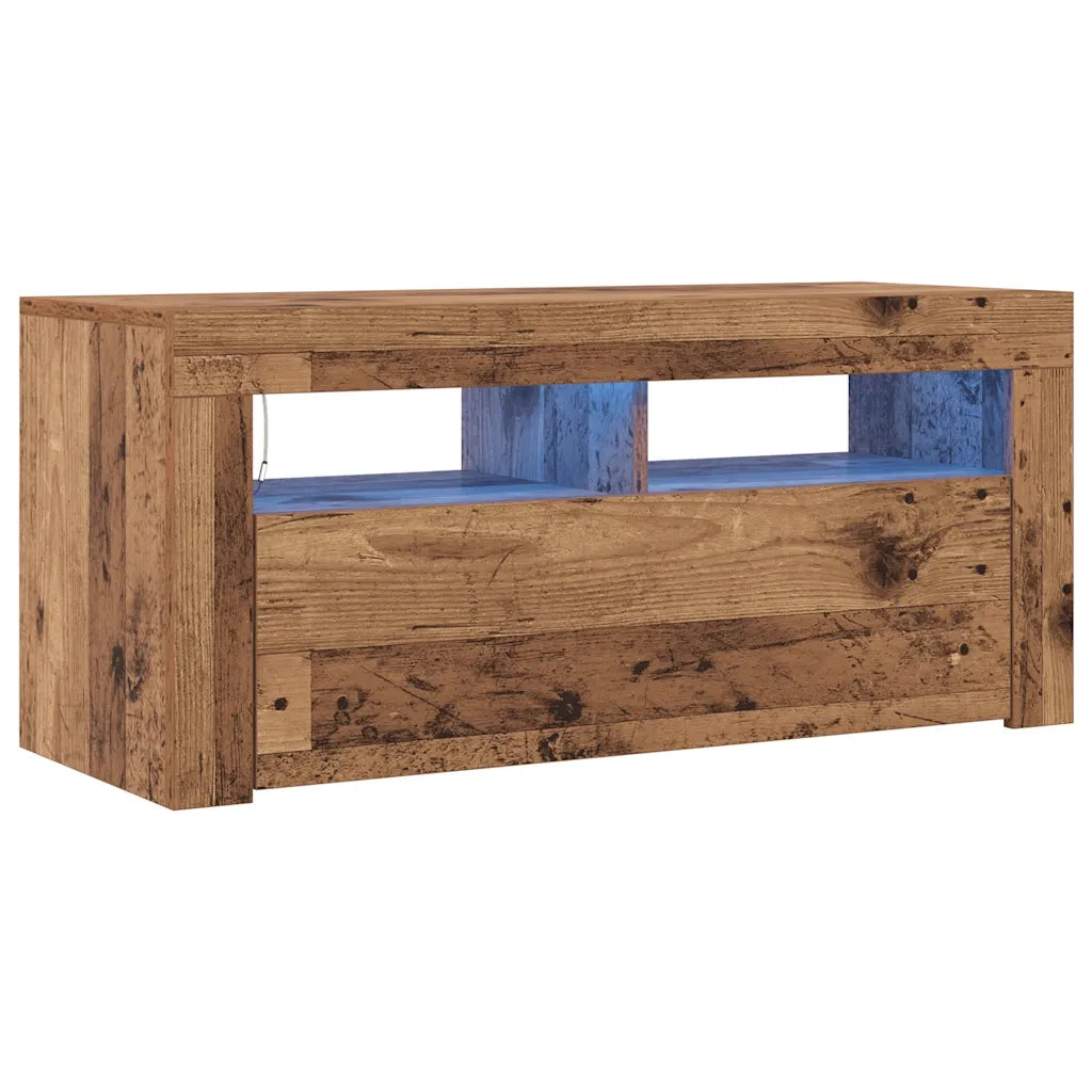 Mobile Porta TV con LED Legno Antico 90x35x40 cm Multistrato