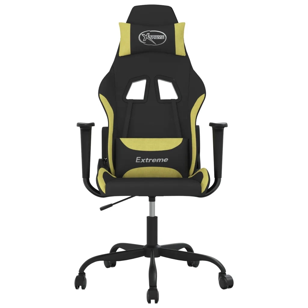 Sedia da Gaming | Sedia da e-sports Nero e Verde Chiaro in Tessuto