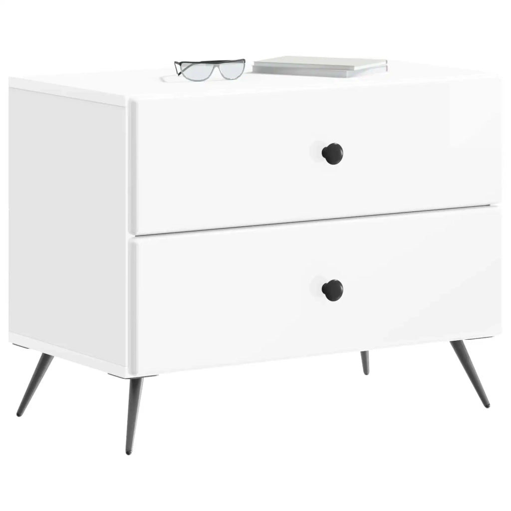 Armadio da Notte con cassetto Bianco Lucido 62 x 34,5 x 47,5 cm 895469