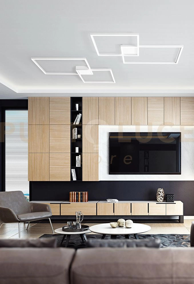 PLAFONIERA IN ALLUMINIO COLORE BIANCO CROSS LED 64W CCT 3000K 4000K 6000K CRI?80 220-240V 50/60Hz 4800Lm