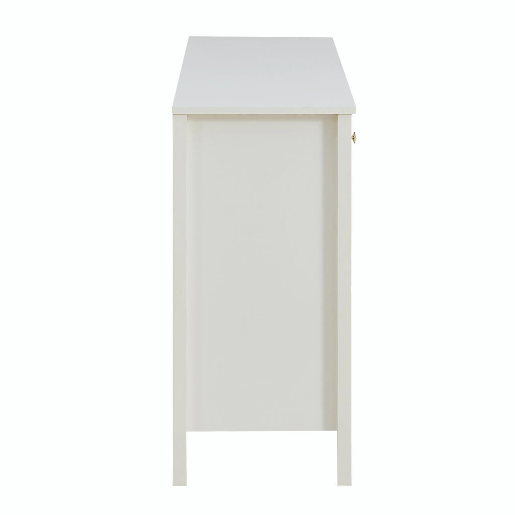 Credenza 160x40x82 cm con 2 cassetti e 4 ante in MDF bianco
