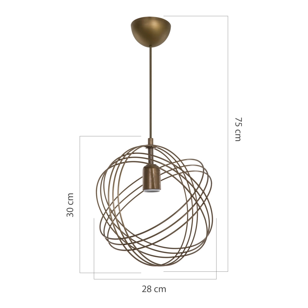 Lampada a Sospensione 'Hove' con Paralume a Globo di Cerchi in Metallo - Effetto Bronzo [lux.pro]
