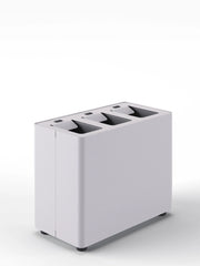 Pattumiera a 3 Scomparti Totale 24 L 48,5x25,5x39 cm con Contenitori Interni in Acciaio Verniciato Bianco