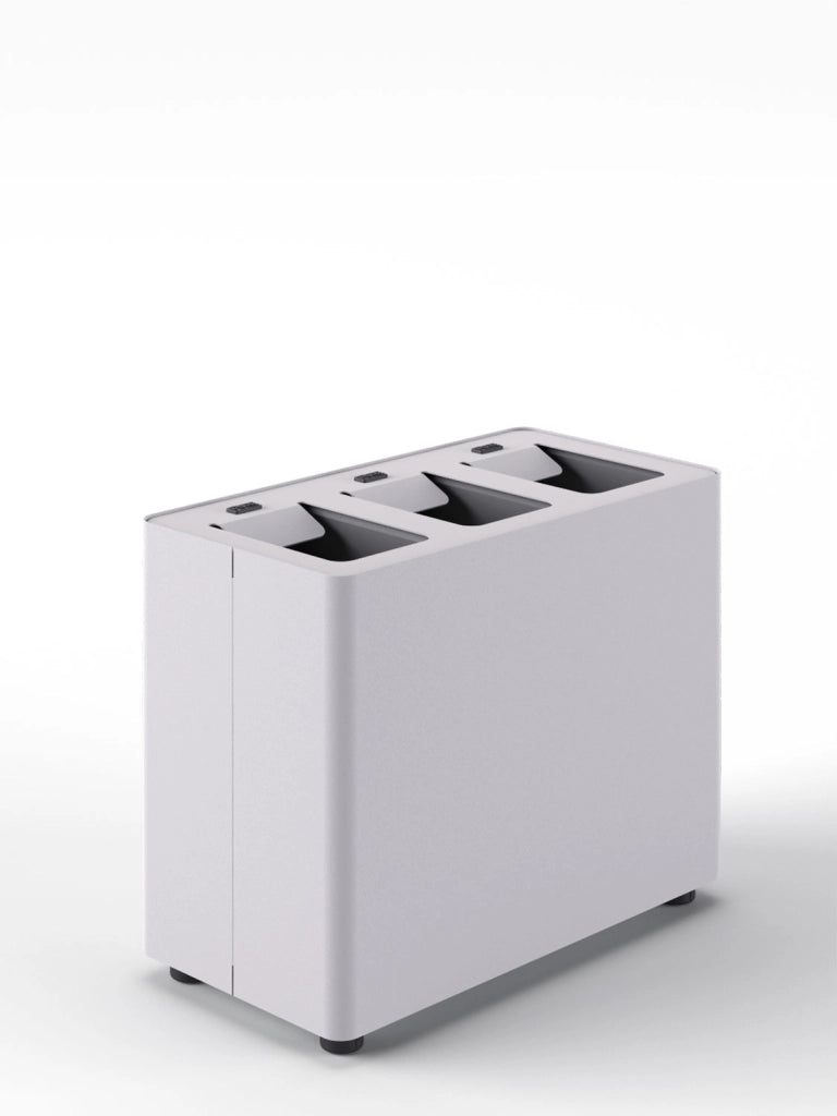 Pattumiera a 3 Scomparti Totale 24 L 48,5x25,5x39 cm con Contenitori Interni in Acciaio Verniciato Bianco