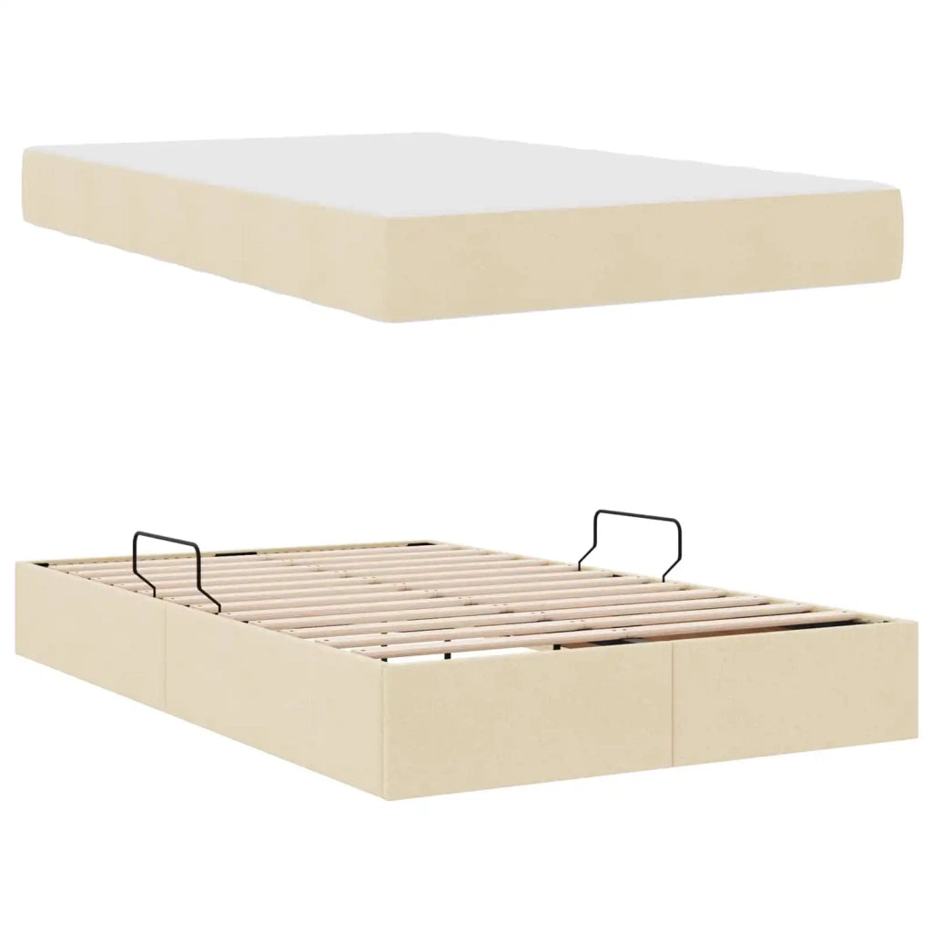 Letto con contenitore e materasso Crema 120 x 190 cm Poliestere 3399650