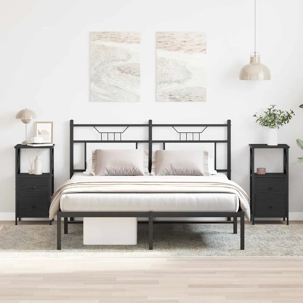 Armadio da Notte 2 pcs Rovere Nero 34 x 35,5 x 70 cm 862920
