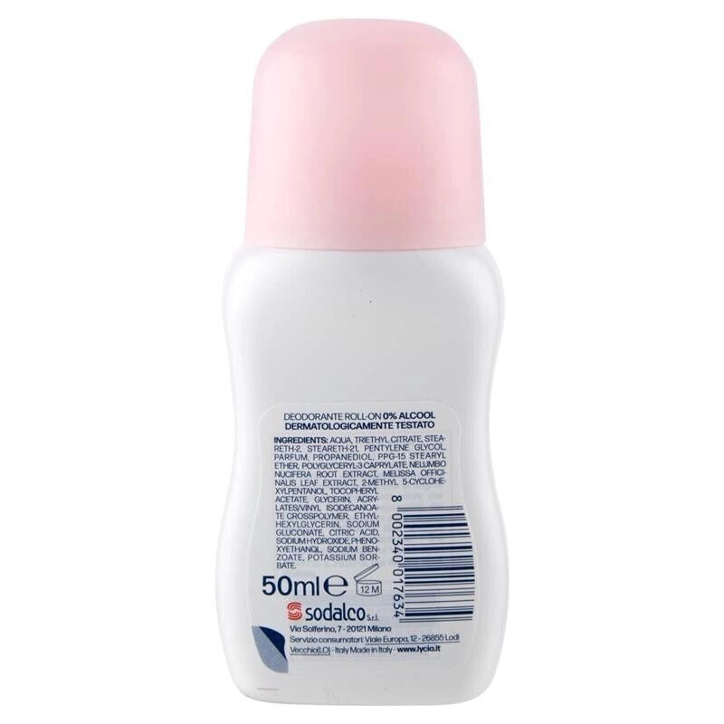 LYCIA SENSITIVE ME&YOU DEODORANTE ROLL ON NO ALCOOL NO SALI DI ALLUMINIO 72 ORE MELISSA E FIORI D’ACQUA 50 ML