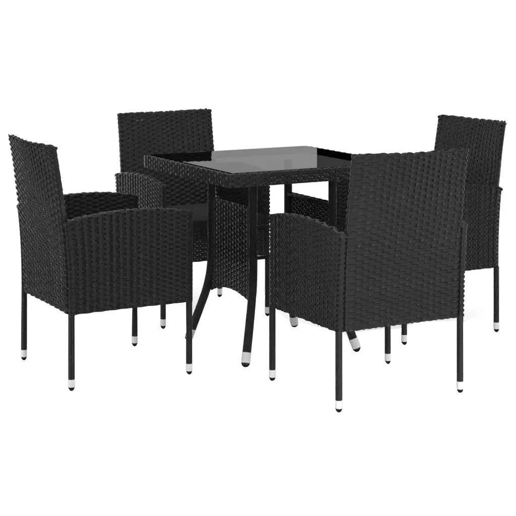 Set da Pranzo da Giardino 5 pz in Polyrattan Nero 3059414