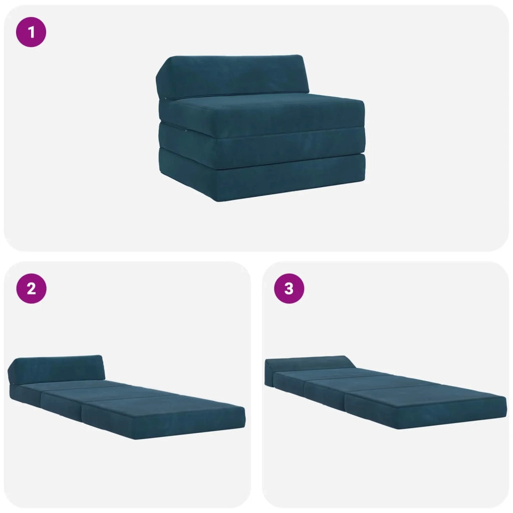 Divano Letto Pieghevole Blu 200 x 70 x 10 cm Velluto 900023