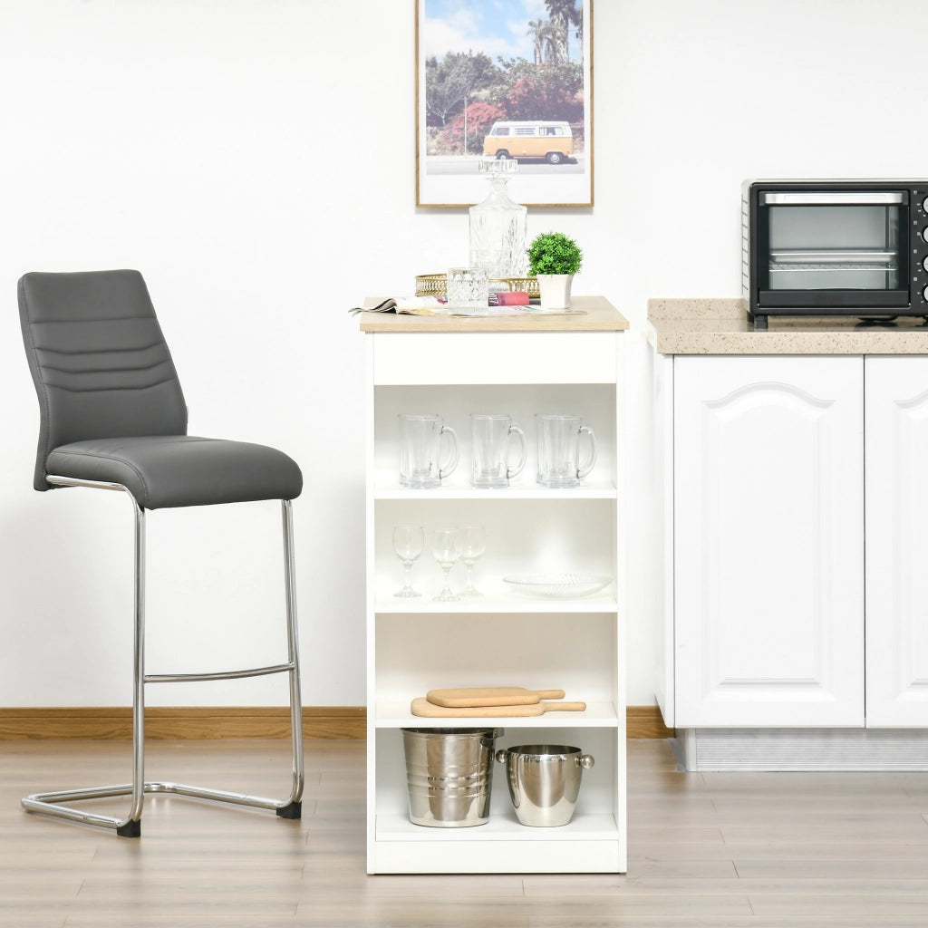 Tavolo da bar per 2 persone con scaffali ¨C zephmum ¨C bianco e legno naturale 115x50x102.7cm