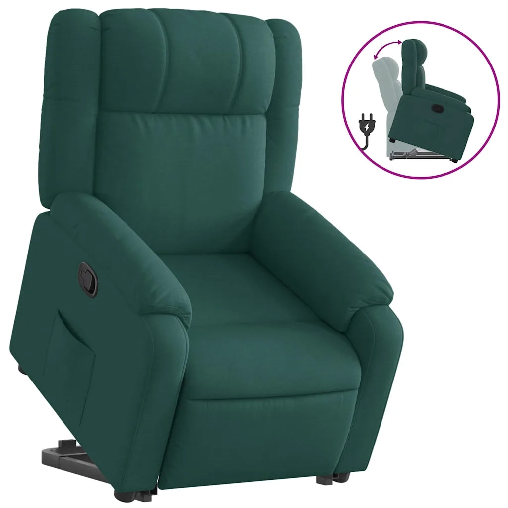 Poltrona | Sedia Relax Alzapersona Reclinabile Verde Scuro in Tessuto