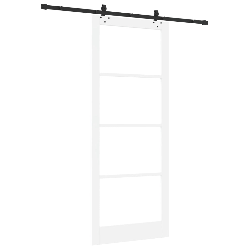 Porta Scorrevole  con Kit di Hardware 'ORKDAL'Bianco Legno Massello & Vetro