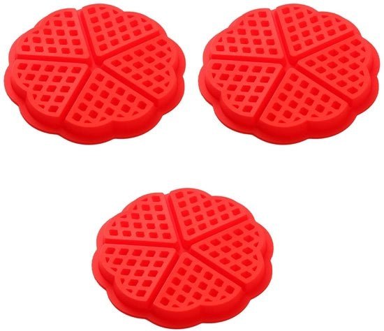 Forma per waffle da 3 pezzi - Forma per waffle in silicone - Forma a cuore - Flessibile - Antiscivolo - Adatto per forno/microonde
