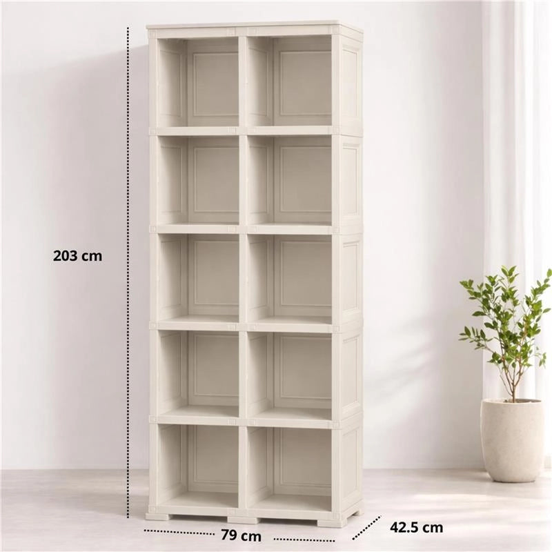 SCAFFALE 5 MODULI ANGORA 79X42,5X203 CM CON 2 PUNTALI – LIBRERIA VERTICALE ORGANIZZAZIONE CASA PER ZONA LIVING E STUDIO
