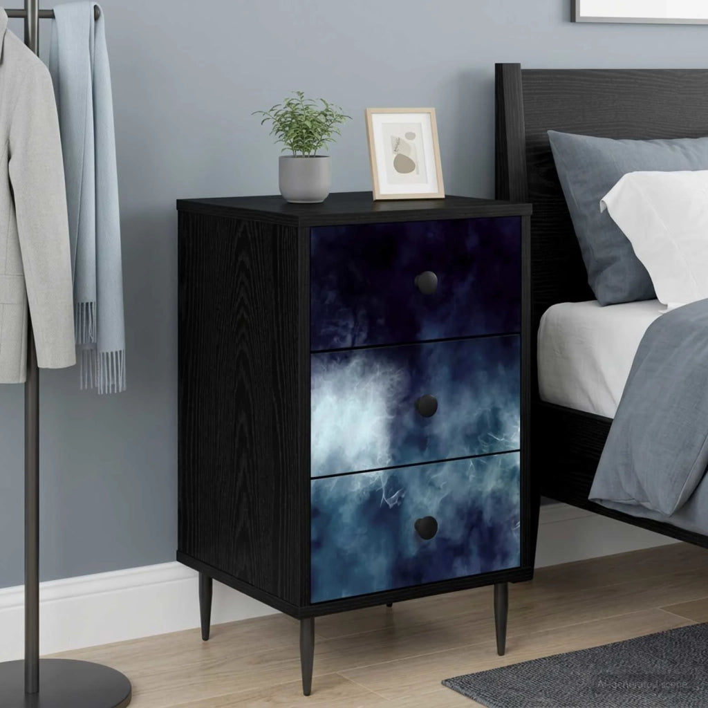 Armadio da Notte RAALTE 2 pz Rovere Nero 36 x 33 x 61 cm 8007316