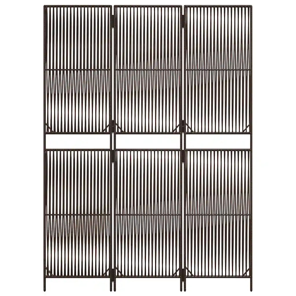 vidaXL Divisorio per Ambienti a 3 Pannelli Marrone in Polyrattan