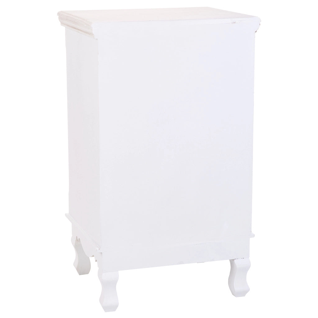 Comodino in legno con 3 cassetti bianchi 41x33,5x68.