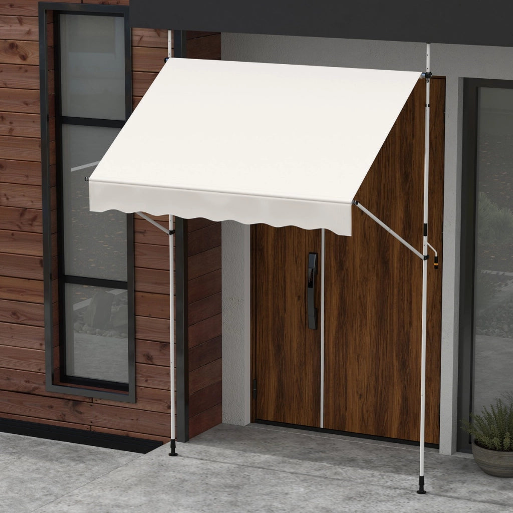 Tenda da sole regolabile per esterni senza foratura con manovella, Tenda da sole e giardino 200 x 210-300 cm Beige-Tende parasole