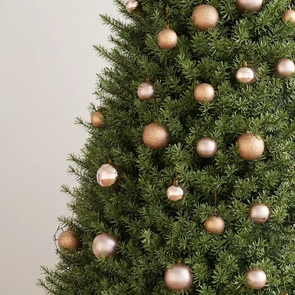 Set con 61 Palline di Natale Punta e 150 Luci LED Oro Rosato cod mxl 43275