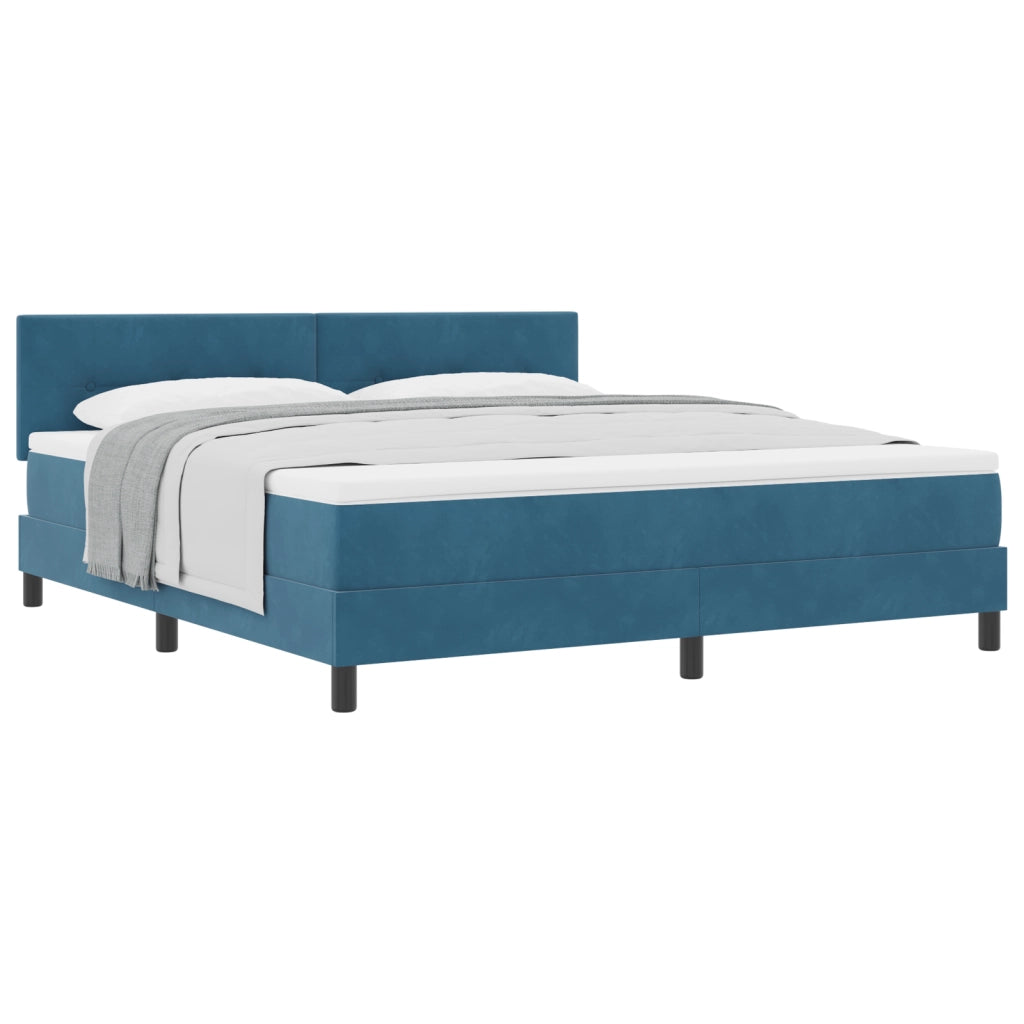 Letto a Molle Box Spring con Materasso Blu Scuro Super King Velluto