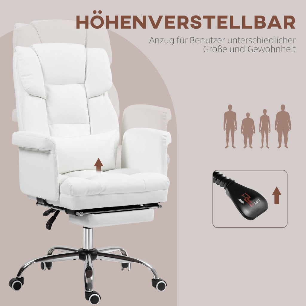 Sedia da Ufficio Ergonomica ¨C zephmum ¨C Bianco, Schienale Regolabile, Altezza 48-56 cm
