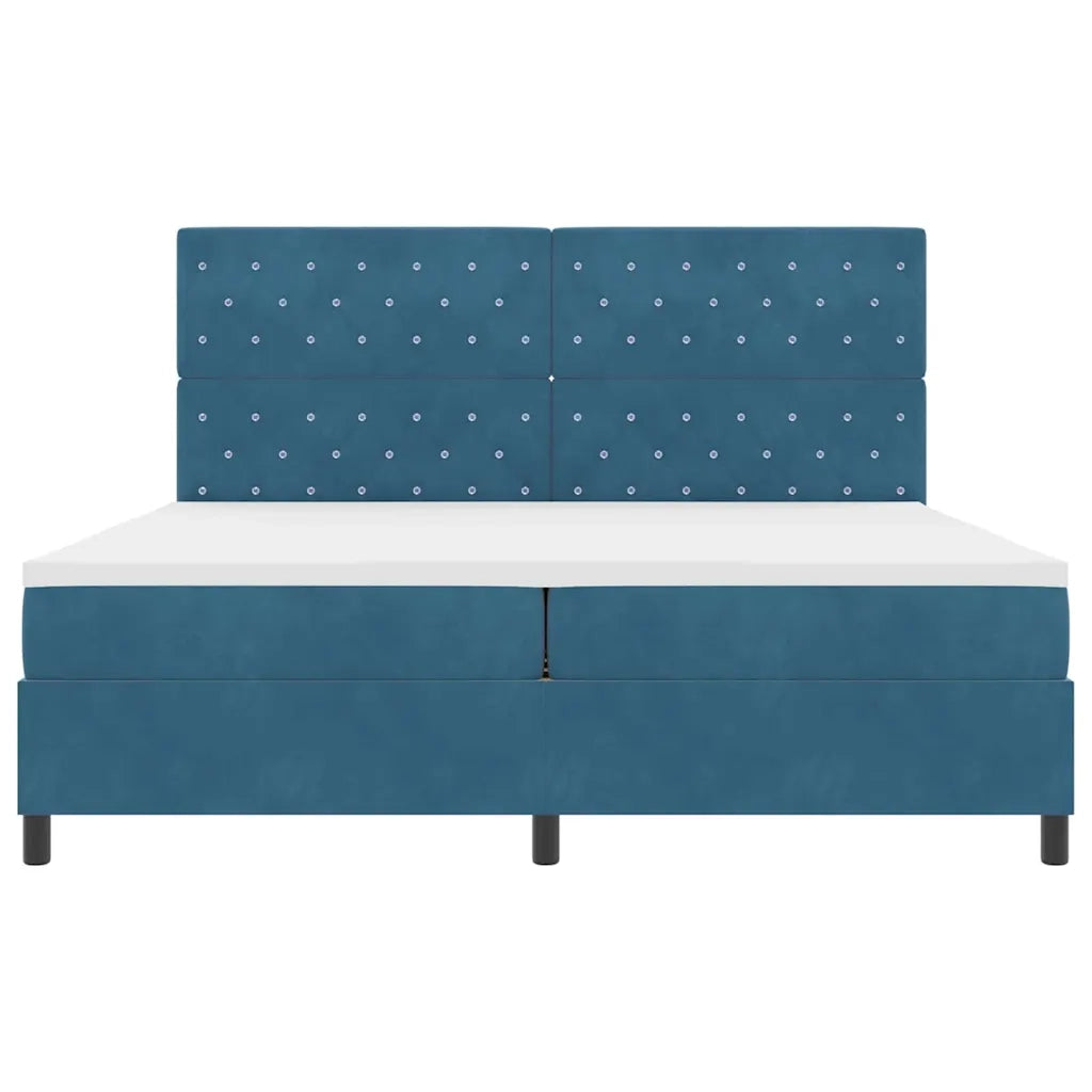 Letto a molle con materasso Blu Scuro 200 x 200 cm Velluto 3339792