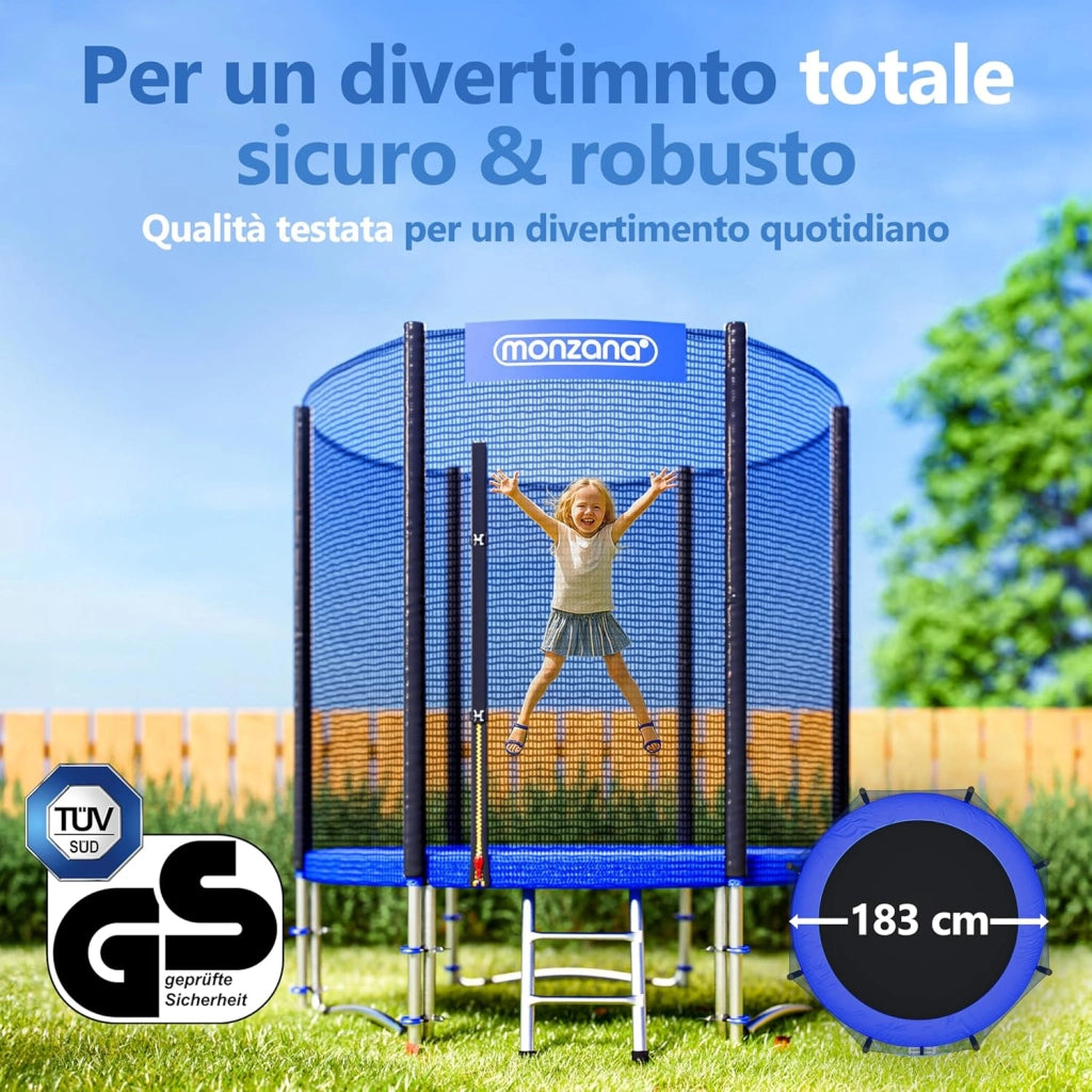 ® Trampolino Ø 183-427cm Set Completo Tappeto Elastico Rete Sicurezza Trampolino Elastico