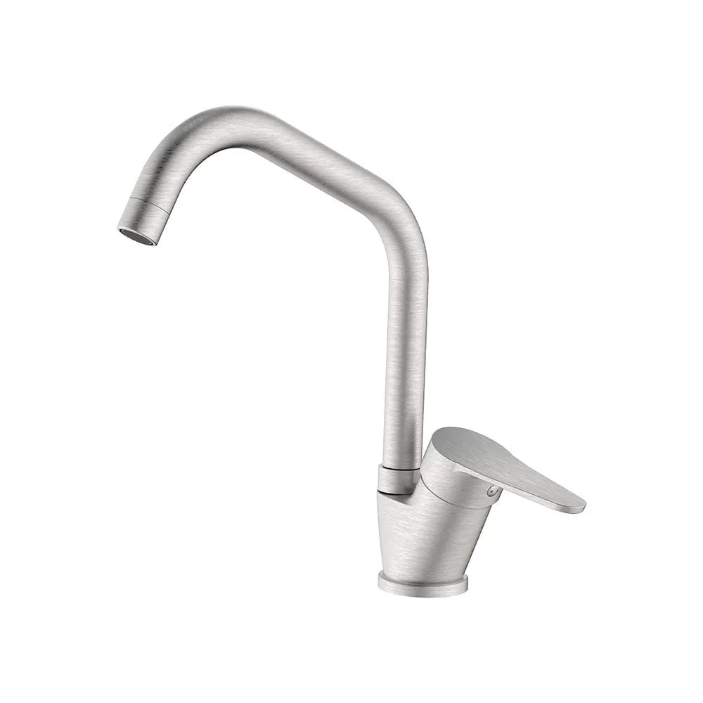 Miscelatore lavello bocca alta finitura acciaio spazzolato con risparmio acqua – Serie Allen