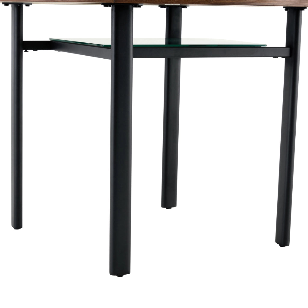 Tavolo Rotondo Moderno con Piano in Vetro Temperato ¨C Xylo ¨C Marrone, Metallo, ?100 cm