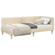 Letto singolo | Letto per adulti | Cornice del letto ad angolo con testiera Crema 80 cm x 200 cm