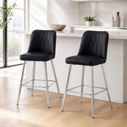 SGABELLO DA BAR Set da 2 pezzi 100 cm PU nero/metallo argento
