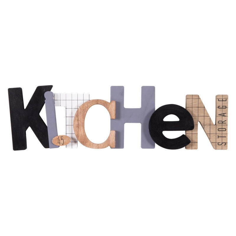 Set di 4 Scritta Decorativa In Mdf Kitchen 42,5x12 Cm
