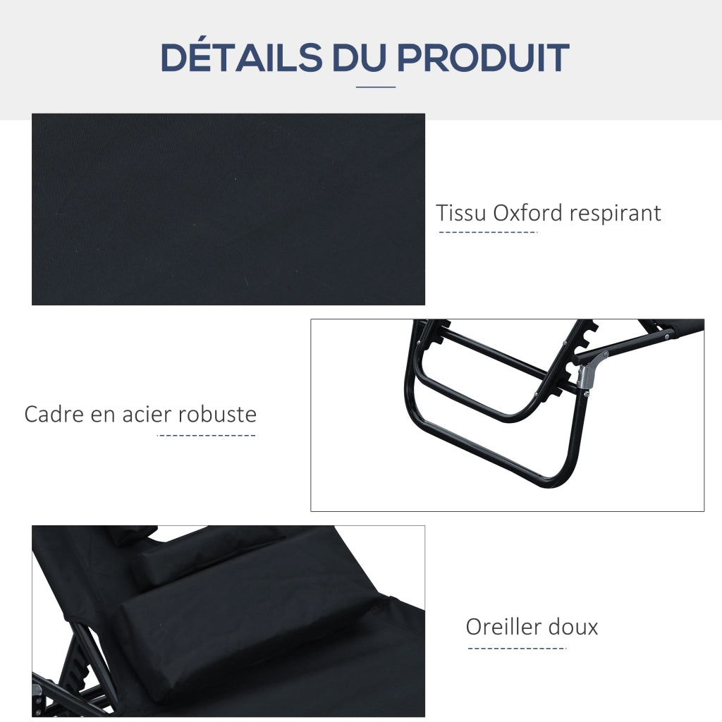 Chaise Longue Pieghevole per Esterno ¨C zephmum ¨C Nero