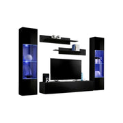 Mobile TV FLY A3 design, colore nero lucido + LED. Mobile sospeso moderno e alla moda per il tuo soggiorno.