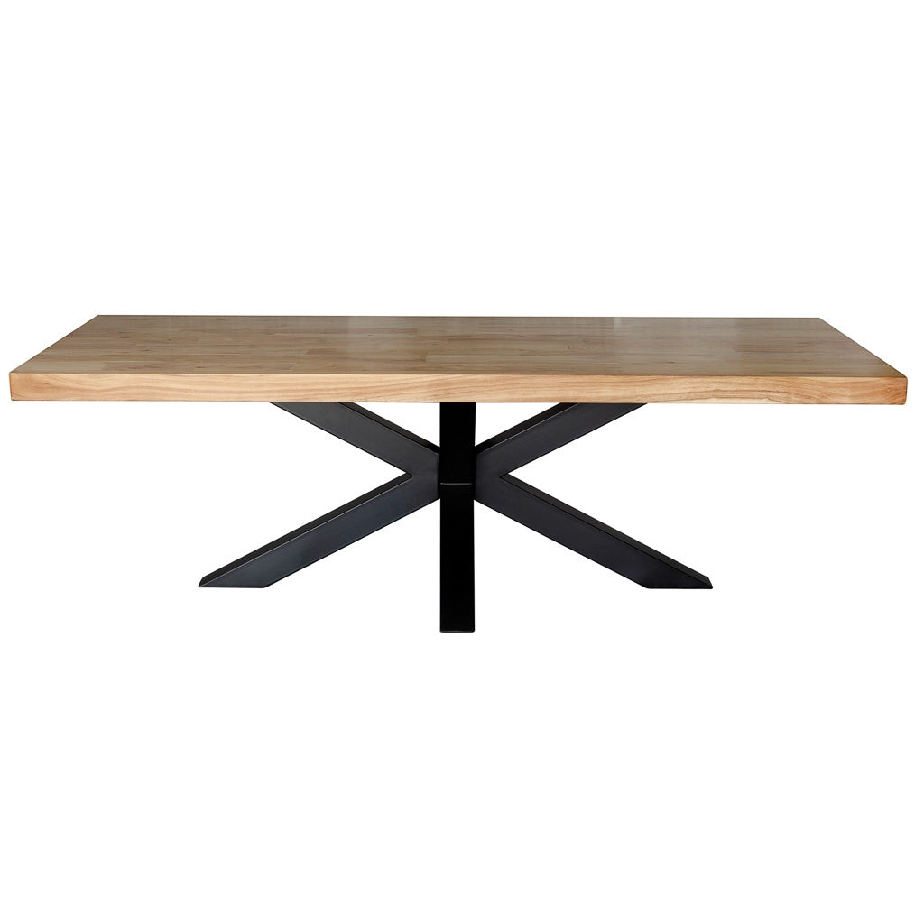 Tavolo da pranzo in legno marrone con gambe in ferro 240x100x76h cm