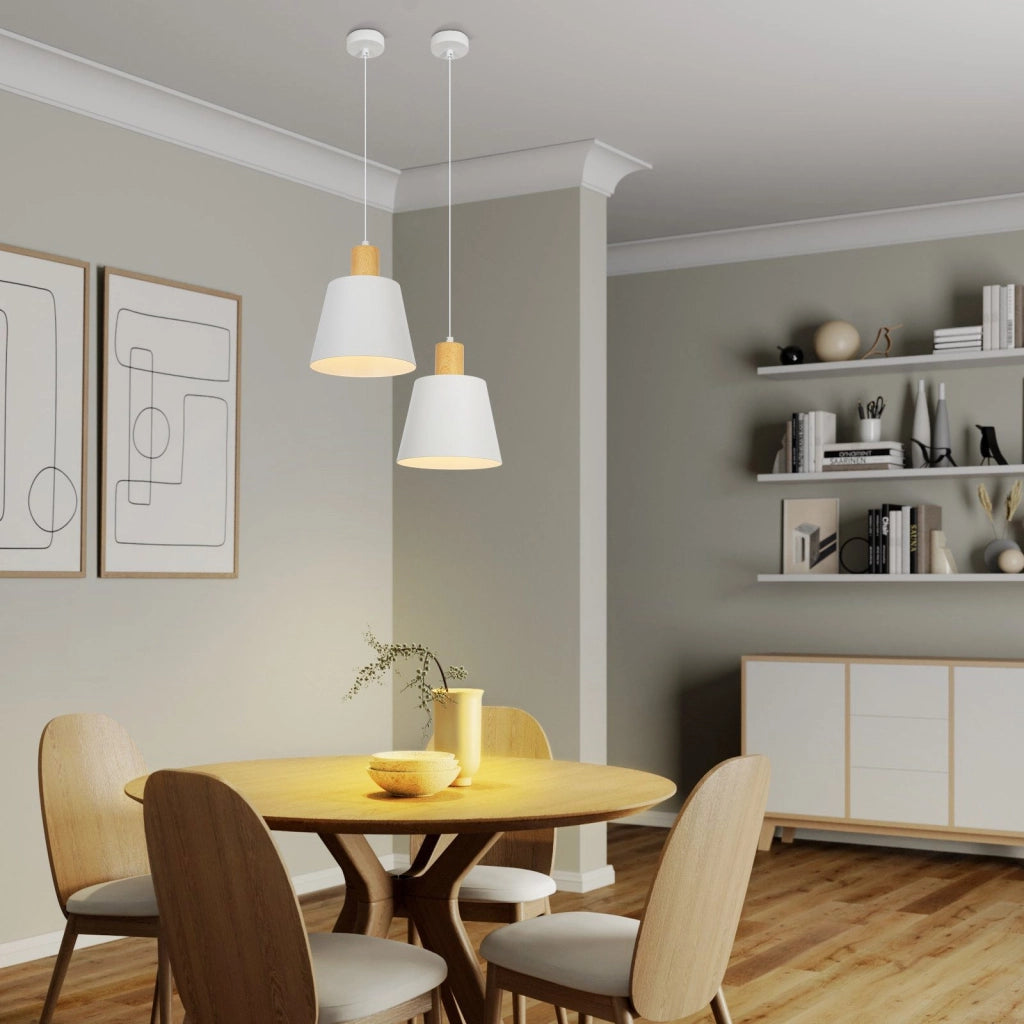 Lampada a sospensione ZMH per sala da pranzo a 1 fiamma 2 luci a sospensione in metallo bianco industriale