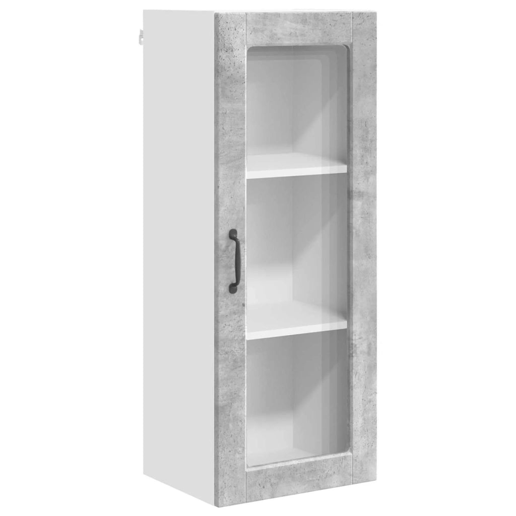 Pensile da cucina | Mobile in vetro da parete PORTO Grigio cemento 40 x 31 x 100 cm