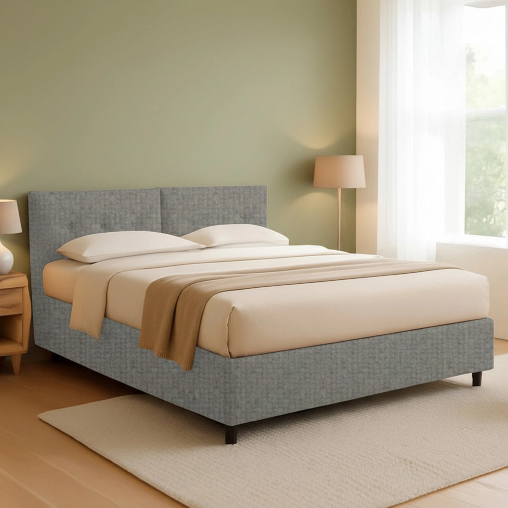 York, Letto Piazza e Mezza Sfoderabile Made in Italy, Grigio Cenere