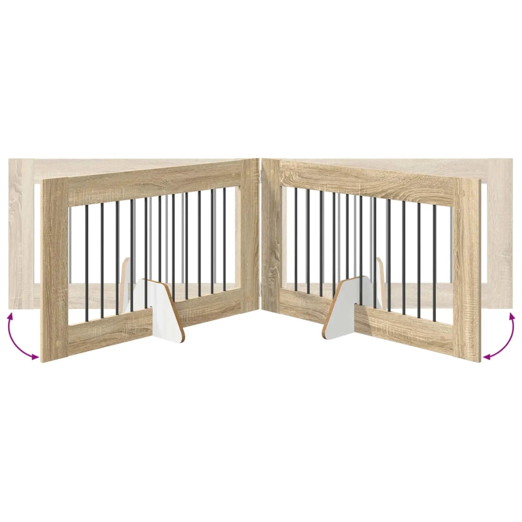 Cancello per cani pieghevole con supporti 2 pz Rovere Sonoma 892110